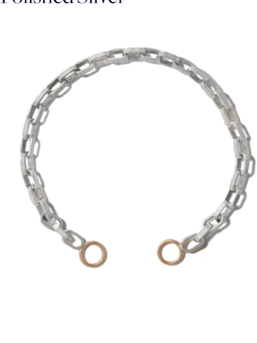 Marla Aaron Polished Silver Biker Chain Bracelet 6.5 inches with 14k gold loops